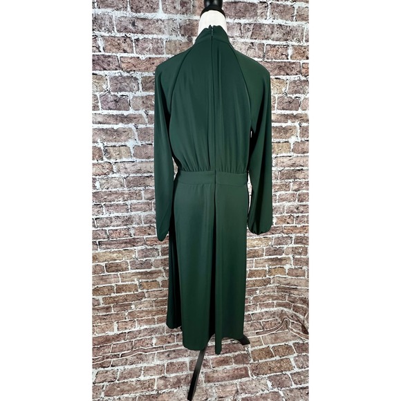 Worthington Women's Forest Green Bow Tie Midi Dress Long Sleeve Career Size M - Picture 8 of 16